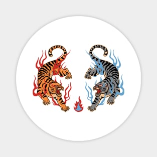 tiger fire red and blue Magnet